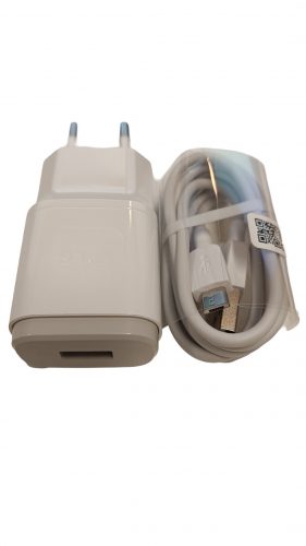 LG MCS-04ED hálozati töltő adapter + DC05WK-G microUSB kábel, OEM jellegű, fehér