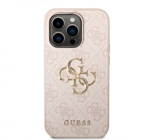 Guess PU 4G Metal Logo Apple iPhone 14 Pro hátlap tok, rózsaszín