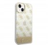 Guess Peony Glitter Script Logo Apple iPhone 14 hátlap tok, arany