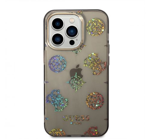 Guess Peony Glitter Apple iPhone 14 Pro hátlap tok, fekete