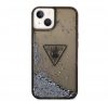 Guess Liquid Glitter Triangle Logo Apple iPhone 14 hátlap tok, fekete