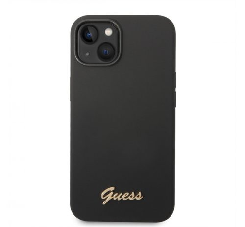 Guess Liquid Silicone Metal Logo Apple iPhone 14 hátlap tok, fekete