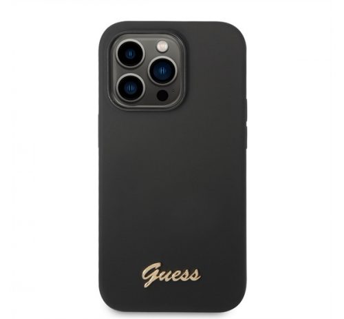 Guess Liquid Silicone Metal Logo Apple iPhone 14 Pro Max hátlap tok, fekete