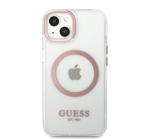 Guess Transparent MagSafe Apple iPhone 13 hátlap tok, rózsaszín