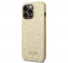 Guess Glitter Flakes Metal Logo Apple iPhone 14 Pro Max hátlap tok, arany