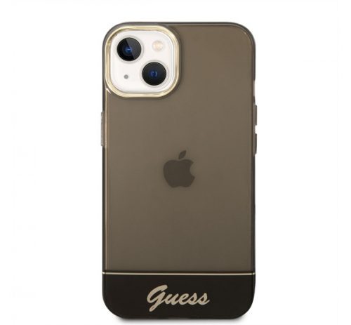 Guess Camera Outline Translucent Apple iPhone 14 hátlap tok, fekete