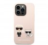 Karl Lagerfeld and Choupette Liquid szilikon hátlap tok Apple iPhone 14 Pro Max, rózsaszín