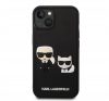 Karl Lagerfeld and Choupette 3D bőr hátlap tok Apple iPhone 14, fekete