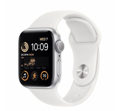 Apple Watch SE (2022) GPS 40mm ezüstszínű alumíniumtok, fehér sport szíj