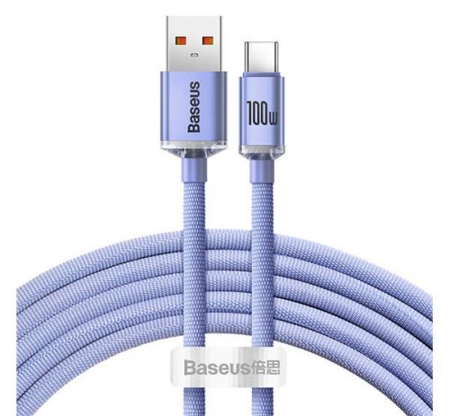 Baseus Crystal Shine USB / Type-C töltő- és adatkábel, 5A, 1,2m, ibolya