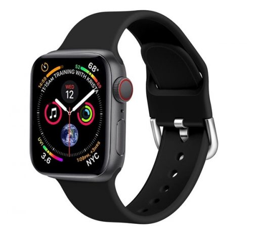 Phoner Clasp Apple Watch csatos szilikon szíj, 49/45/44/42mm, fekete