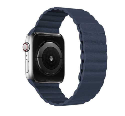 Phoner Apple Watch mágneses loop műbőr szíj, 42/44/45mm, éjkék