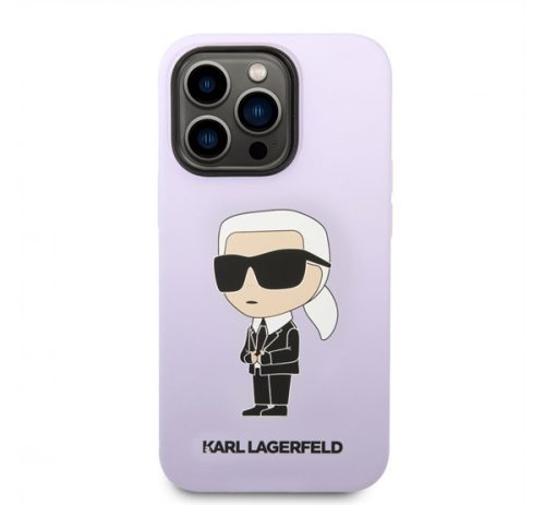 Karl Lagerfeld Liquid Ikonik NFT szilikon hátlap tok Apple iPhone 14 Pro Max, lila