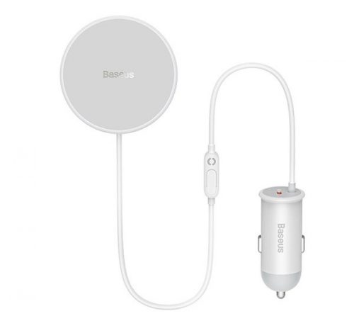 Baseus Magsafe autós tartó, szellőzőrácsba, Type-C + wireless gyorstöltő, fehér, 15W + 25W