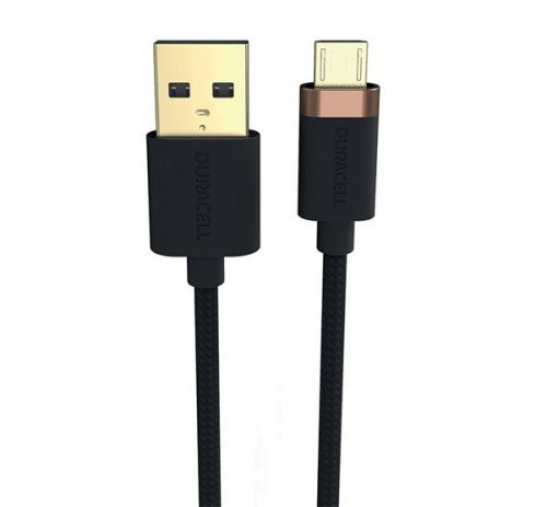 Duracell microUSB töltő- és adatkábel, 1m, fekete-arany