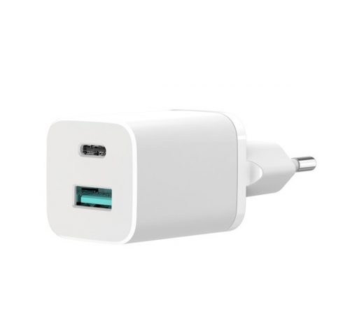 XO HN238A hálózati gyorstöltő adapter USB + Type-C, 30W, fehér