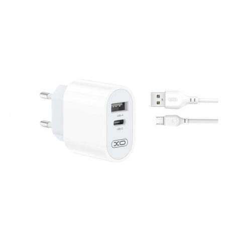 XO L97 hálózati gyorstöltő adapter USB, Type-C, 2,4A, fehér