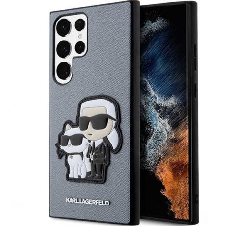 Karl Lagerfeld Saffiano Samsung Galaxy S23 Ultra, szilikon tok, szürke