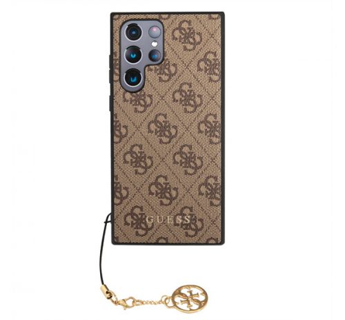 Guess 4G Charms Samsung Galaxy S23 Ultra szilikon tok, barna