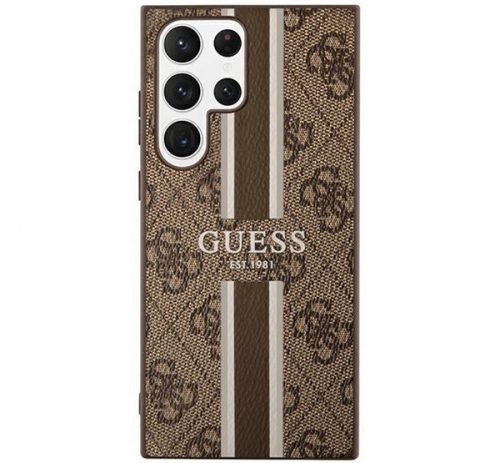 Guess 4G Printed Stripe Samsung Galaxy S23 Ultra szilikon tok, barna