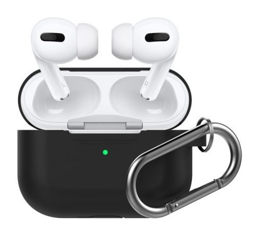 Phoner Simple Apple Airpods Pro szilikon tok akasztóval, fekete