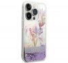 Guess Flower Liquid Glitter Apple iPhone 14 Pro hátlap tok, lila