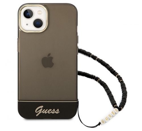 Guess Translucent Pearl Strap Apple iPhone 14 Plus hátlap tok, fekete