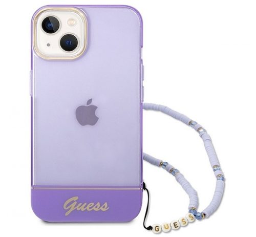 Guess Translucent Pearl Strap Apple iPhone 14 Plus hátlap tok, lila