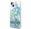 Guess Flower Liquid Glitter Apple iPhone 14 Plus hátlap tok, zöld