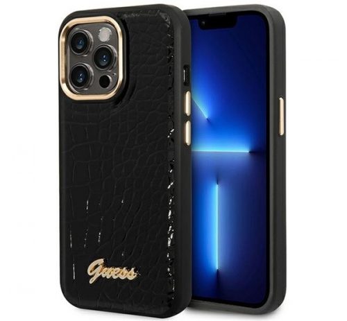 Guess Croco Collection Apple iPhone 14 Pro Max hátlap tok, fekete