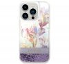 Guess Flower Liquid Glitter Apple iPhone 14 Pro Max hátlap tok, lila