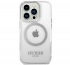 Guess Metal Outline Magsafe Apple iPhone 14 Pro hátlap tok, ezüst