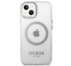 Guess Metal Outline Magsafe Apple iPhone 14 hátlap tok, ezüst