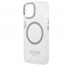 Guess Metal Outline Magsafe Apple iPhone 14 hátlap tok, ezüst