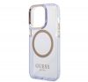 Guess Gold Outline Translucent MagSafe Apple iPhone 14 Pro Max hátlap tok, lila