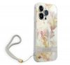 Guess Flower Strap Apple iPhone 14 Pro hátlap tok, lila