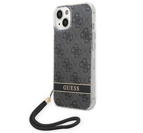 Guess 4G Print Strap Apple iPhone 14 hátlap tok, fekete