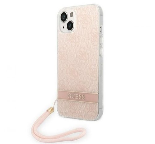 Guess 4G Print Strap Apple iPhone 14 hátlap tok, pink