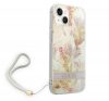 Guess Flower Strap Apple iPhone 14 hátlap tok, lila