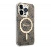 Guess 4G Print MagSafe Apple iPhone 14 Pro hátlap tok, barna + MagSafe töltő