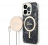 Guess Marble MagSafe Apple iPhone 14 Pro hátlap tok, fekete + MagSafe töltő