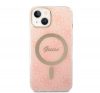 Guess 4G Print MagSafe Apple iPhone 14 Plus hátlap tok, pink + MagSafe töltő