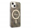 Guess 4G Print MagSafe Apple iPhone 14 Plus hátlap tok, barna + MagSafe töltő