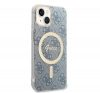 Guess 4G Print MagSafe Apple iPhone 14 hátlap tok, kék+ MagSafe töltő