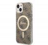 Guess 4G Print MagSafe Apple iPhone 14 hátlap tok, barna+ MagSafe töltő