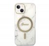 Guess Marble MagSafe Apple iPhone 14 hátlap tok fehér + MagSafe töltő