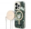 Guess Jungle MagSafe Apple iPhone 14 Pro Max hátlap tok, zöld + MagSafe töltő