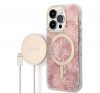 Guess Jungle MagSafe Apple iPhone 14 Pro Max hátlap tok, pink + MagSafe töltő