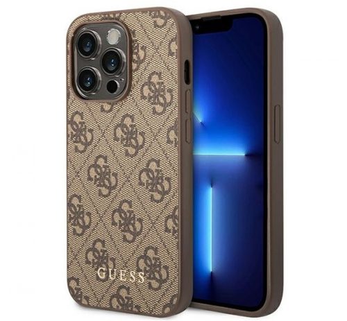 Guess 4G Metal Gold Apple iPhone 14 Pro hátlap tok , barna