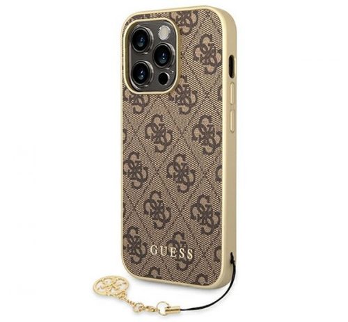 Guess 4G Charms Apple iPhone 14 Pro hátlap tok , barna